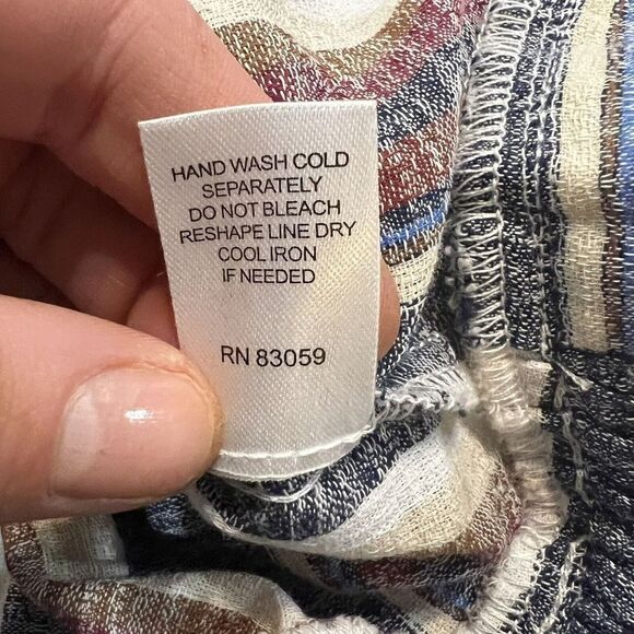 DREW Anthropologie Striped Short Sleeve Tie Front Button-Up Top Size Medium M - Picture 6 of 8